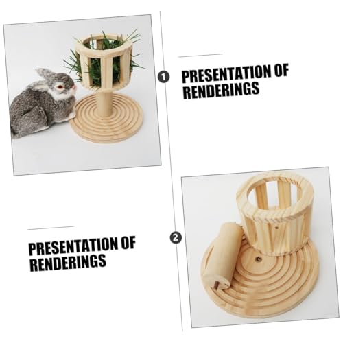 KOMBIUDA Holz futterhalter für Kaninchen und Meerschweinchen Multifunktionaler Futterkorb mit Futterschale Robustes Umweltfreundliches Heuraufen Design für Kleine Nager und Kleintiere von KOMBIUDA