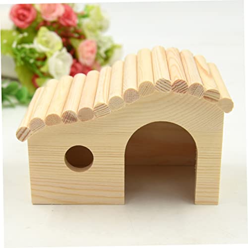 KOMBIUDA Holzhaus für Hamster und Kleine Haustiere Naturbelassenes Holz Nestversteck mit Rundem Eingang Fördert Nagen und Verstecken Geeignet für Zwerghamster und Mäuse von KOMBIUDA