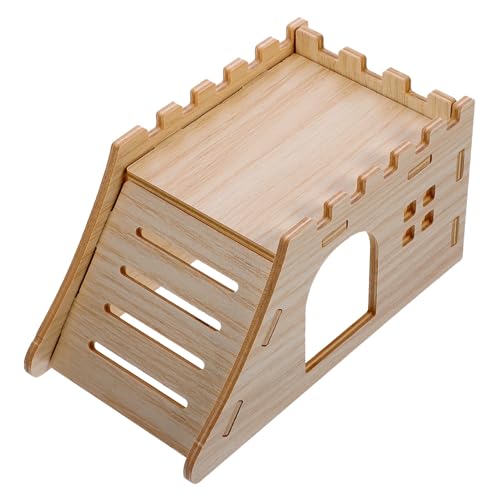 KOMBIUDA Holzhaus für Hamster und Kleine Haustiere Zweistöckiges Versteck mit Rampe Langlebiges Sicheres Nager DIY Häuschen Privater Rückzugsort für Kaninchen und Kleine Tiere von KOMBIUDA