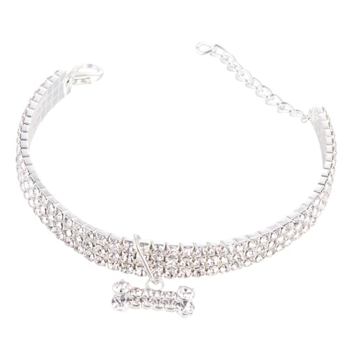 KOMBIUDA Hundehalsband mit Strahlenden Strasssteinen Verstellbares Premium Halsband für Kleine Hunde Robustes Material Modisches Schmuckzubehör für Haustier Spaziergänge und Outdoor von KOMBIUDA