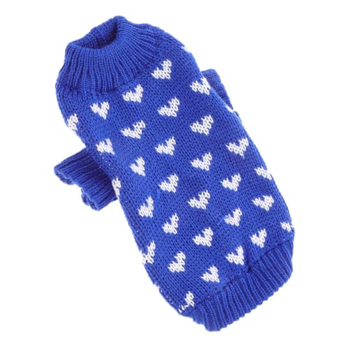 KOMBIUDA Hundepullover Strickpullover mit Herzmuster Verschleißfestes Thermisches Hundewinterkostüm Rundhalsausschnitt Weiches Material Maschinenwaschbar für Kleine bis Mittelgroße Hunde von KOMBIUDA