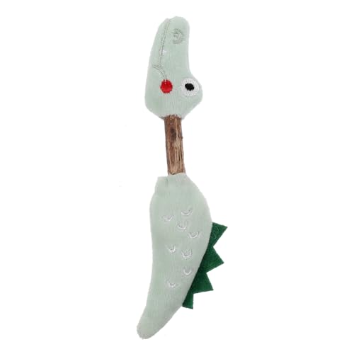 KOMBIUDA Interaktives Katzenspielzeug Silberrebe Stick mit Cartoon Krokodil Plüsch Fördert Spielerisches Beißen und Möbelzerstörung für Wohnungskatzen und Kätzchen von KOMBIUDA