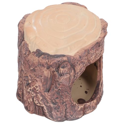 KOMBIUDA Keramik Hamsterhaus Imitation Holz Design Kleintier Versteck Kühlendes Nest für Zwerghamster und Kleine Nager als Haustierbett und Dekoratives Hamsterkäfig Zubehör von KOMBIUDA