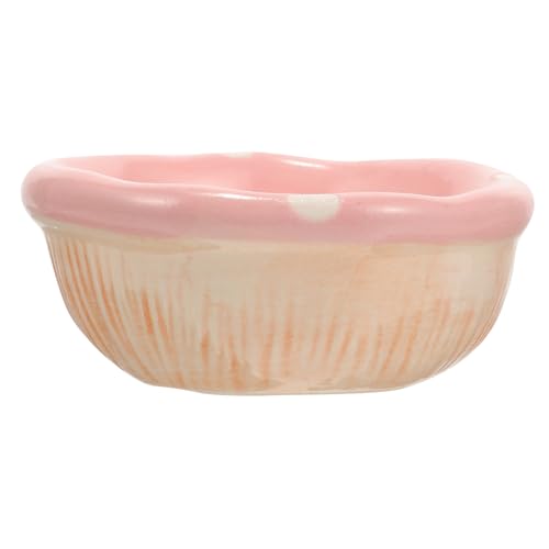 KOMBIUDA Keramik Haustier Futternapf für Hamster und Kleintiere Kompakte Kleine Schale Langlebig und Leicht zu Reinigen für Kaninchen und Rennmäuse rutschfest und Platzsparend Rosa Pilz von KOMBIUDA