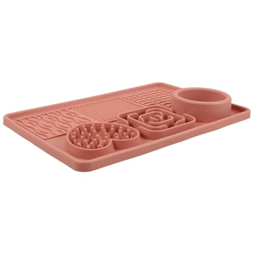 KOMBIUDA Langsame Futtermatte für Hunde Katzen aus Lebensmittelechtem rutschfest mit Saugnapf Groß Rosa Langsamer Futterspender zur Futteraufnahme und Training Pfotenfreundliche von KOMBIUDA