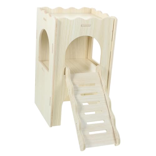 KOMBIUDA Mehrkammer Holzversteck für Hamster Käfig Natürliches Holzhaus als Rückzugsort und Spielplatz Stabiler Hamster Unterschlupf Geeignet für Meerschweinchen Rennmäuse und Kleine Nager von KOMBIUDA