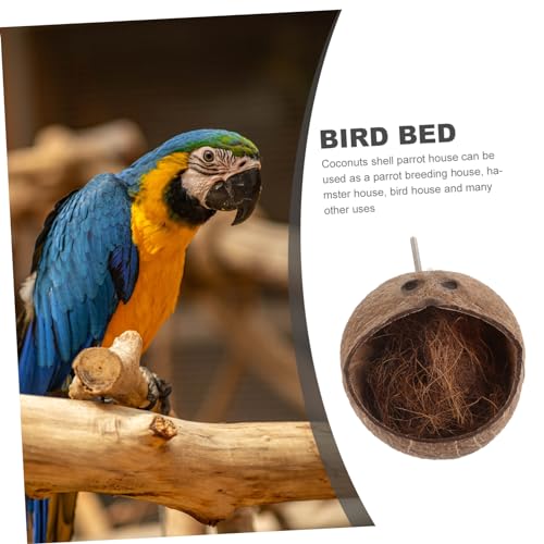 KOMBIUDA Natürliches Kokosnuss Vogelhaus für Papageien Vogelkäfig Nistplatz Handgefertigtes Kokosnussschalen Nest Geeignet als Brut und Schlafplatz Dekoratives Papageienzubehör von KOMBIUDA