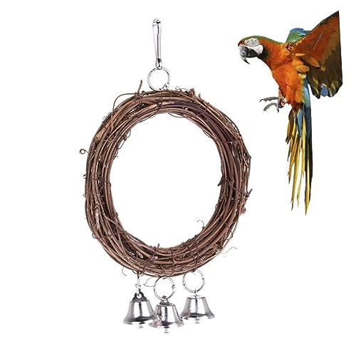 KOMBIUDA Papageien Rattan Schaukelring mit Glocken für Käfig und Garten Hängendes Vogelspielzeug Koordination und Spielspaß Zufällige Farbe Zufällige Farbe KOMBIUDA Papageien Rattan Schaukelring mit Glocken für Käfig und Garten Hängendes Vogelspielzeug Koordination und Spielspaß Zufällige Farbe Zufällige Farbe von KOMBIUDA