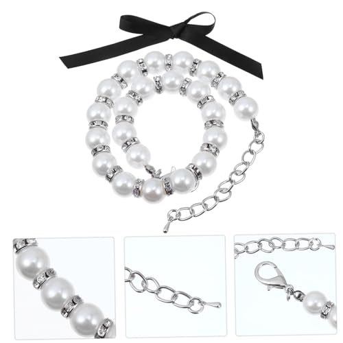 KOMBIUDA Perlen hundehalsband Verstellbar Schmuckhalsband für Haustiere Komfortabel Langlebig Geeignet für Kleine Hunde Katzen Modisches Haustierzubehör für Alltag und Besondere Anlässe von KOMBIUDA