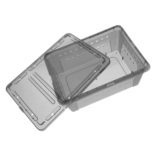 KOMBIUDA Reptilien Fütterungsbox Schwarz Atmungsaktive Aufzuchtbox für Spinnen und Kleine Wirbeltiere Robustes Terrarium mit Sichtfenster für Züchter und Terrarienliebhaber von KOMBIUDA