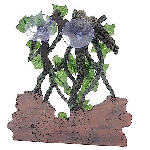 KOMBIUDA Reptilien Kletterzweig mit Saugnapf Resin Terrarium Dekoration für Eidechsen Schlangen Naturnahe Aquarium Pflanzen Ornament von KOMBIUDA