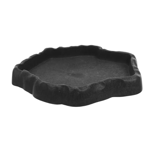 KOMBIUDA Reptilien Wasserschale aus Harz mit Antikippbarer Basis Naturnahes Felsen Design Stabile Futterschale für Schildkröten Eidechsen Schlangen und Terrarien von KOMBIUDA