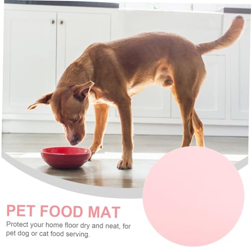 KOMBIUDA Runde Silikon Futtermatte für Haustiere Auslaufsicher Hitzebeständig rutschfest Schutzmatte für Hunde und Katzen Pflegeleicht in Rosa für Futter Trinknäpfe von KOMBIUDA