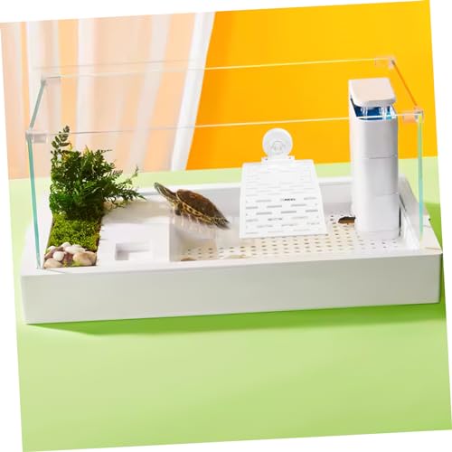 KOMBIUDA Schildkrötenplattform mit Saugnapf Multifunktionale Kletter und Sonnenbad Terrasse Weiß Mittelgroß Aquariumzubehör für Wasserschildkröten und Afrikanische Zwergfrösche Dekorativ von KOMBIUDA