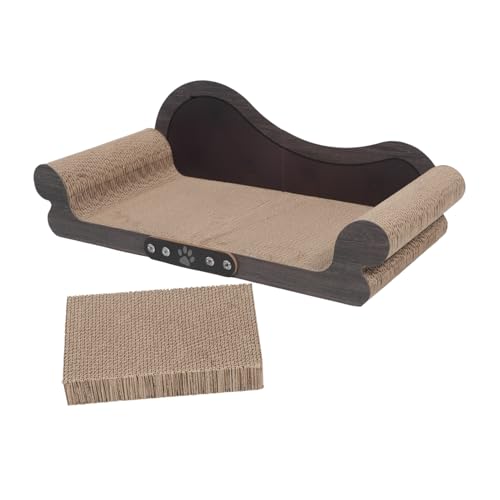 KOMBIUDA Sofa Geformtes Katzenkratzbrett aus Verschleißfestem Wellpappe-Material mit Kopfstützen Fördert Natürliche Kratzgewohnheiten Leicht zu Montierendes Kratzpad für Indoor-Katzen von KOMBIUDA