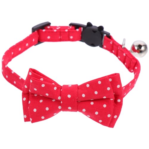 KOMBIUDA Verstellbares Haustier Halsband mit Roter Baumwoll Schleife Komfortabler Hunde Katzenhalskragen für Neujahr und Weihnachten Modisches Accessoire für Festliche Anlässe von KOMBIUDA