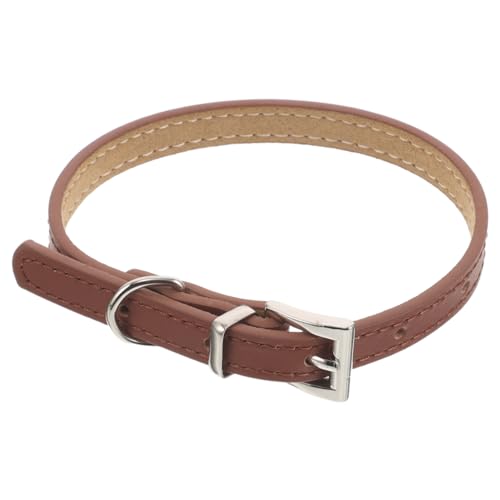 KOMBIUDA Verstellbares PU Haustierhalsband für Kleine Hunde und Leichtes Halsband mit Schnalle Komfortabler Sitz Modisches Accessoire für Outdoor-Aktivitäten S Braun von KOMBIUDA