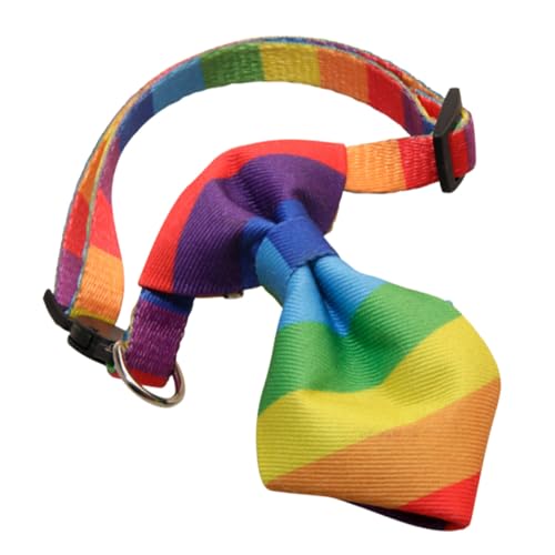 KOMBIUDA Verstellbares Regenbogen Hundehalsband mit Sicherheitsverschluss und Modischer Schleife Kleines Katzen und Welpenhalsband für Alltag Party Weihnachten und Fotosession von KOMBIUDA