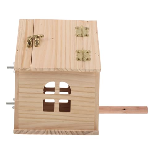 KOMBIUDA Vogelbrutkasten aus Holz mit Sitzstange Sicherer Papageien-nistkasten für Wellensittiche Nymphensittiche Kanarienvögel Natürlicher Brut Nistplatz für Zucht im Käfig und Freigehege von KOMBIUDA