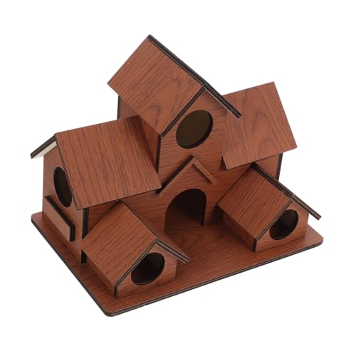KOMBIUDA Vogelhaus aus Holz mit Eingängen Wetterbeständig Dekoratives und Futterhaus für Kleine Vögel Fördert Naturerlebnis im Garten für Vogelbeobachtung im Freien von KOMBIUDA