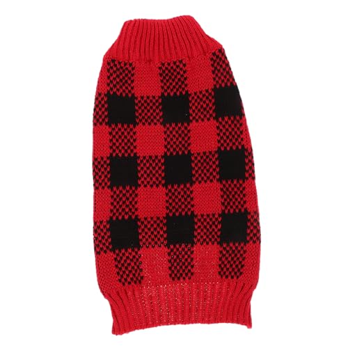 KOMBIUDA Warmer Haustier Hundepullover mit Karomuster Gestrickter Elastischer Winter-Sweater für Kleine und Mittelgroße Hunde Hautfreundlich Leichter An Ausziehkomfort für Kalte Tage von KOMBIUDA