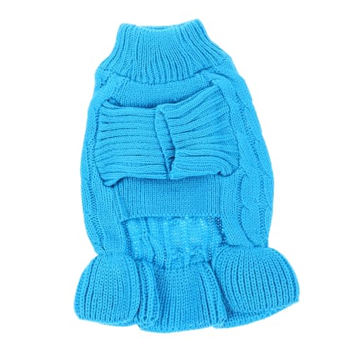 KOMBIUDA Warmer Hundepullover mit Rollkragen aus Weichem Langlebigem Material Atmungsaktiv und Bequem Leicht an Auszuziehen für Kalte Wintertage Modischer Blauer Haustierpullover für Kleine von KOMBIUDA