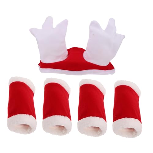 KOMBIUDA Weihnachts Pferde Kostüm mit Santa Mütze und Beinschützern Schnelles Anziehen Weiche Materialien Festliches Outfit für Weihnachtsparaden und Partydekorationen von KOMBIUDA