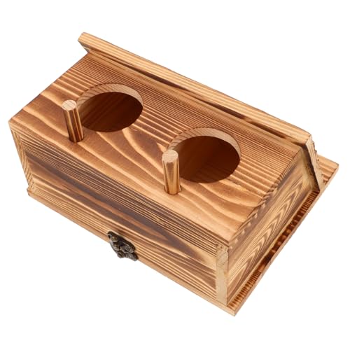 KOMBIUDA Wetterfeste Nistbox aus Naturholz mit Doppelzugang und Sitzstangen Kompakte Vogelhaus-lösung für Papageien Nymphensittiche und Sittiche Platzsparend für Garten und Baumwandmontage von KOMBIUDA