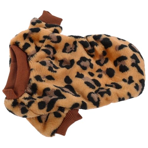 KOMBIUDA Winterwarmer Hundepullover aus Weichem Flanell mit Modischem Leopardenmuster Leicht Anzuziehen für Kleine Hunde Kuscheliger Haustierpullover für Alltag und Fotosessions von KOMBIUDA