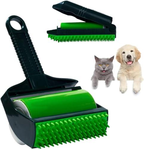 KOMUNJ 2 Stück Silikon Wiederverwendbare Fusselrolle, Silikonstaubreiniger mit Bürste Tragbare klebrige Rolle für Kleidung, Teppiche, Haustierhaare, Keramik, Stick it Roller KOMUNJ 2 Stück Silikon Wiederverwendbare Fusselrolle, Silikonstaubreiniger mit Bürste Tragbare klebrige Rolle für Kleidung, Teppiche, Haustierhaare, Keramik, Stick it Roller von KOMUNJ