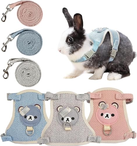 KOMUNJ 3 Stück Kaninchen Leine 120cm Verstellbare Katzengeschirr, Weiches Kaninchen Geschirr für Kaninchen, Katzen, Kleine Hunde und Andere Kleine Haustiere KOMUNJ 3 Stück Kaninchen Leine 120cm Verstellbare Katzengeschirr, Weiches Kaninchen Geschirr für Kaninchen, Katzen, Kleine Hunde und Andere Kleine Haustiere von KOMUNJ