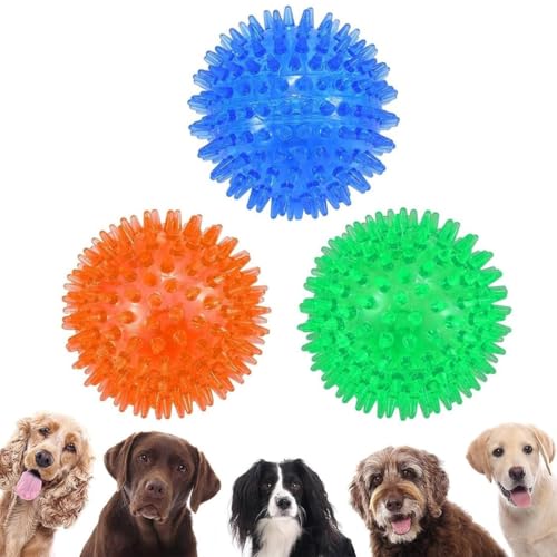 KOMUNJ 3 Stück Kauspielzeug für Hunde, schwimmendes Hundespielzeug für Hunde und Katzen, Gummiball für Hunde mit Spitzen, für Langeweile, Zahnreinigung für kleine und mittelgroße Hunde von KOMUNJ