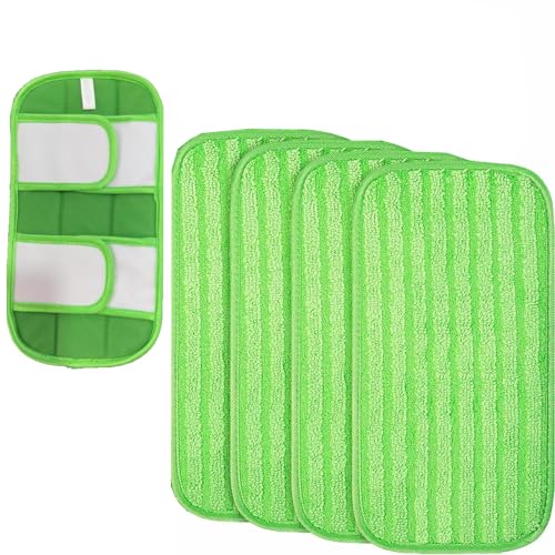 KOMUNJ 4 Stück Mikrofasertücher für Böden Mop, Ersatzteile Pads für Mopp Ersatzköpfe Nachfüllköpfe waschbar und wiederverwendbar für alle Arten von Böden, 29 x 15 cm von KOMUNJ