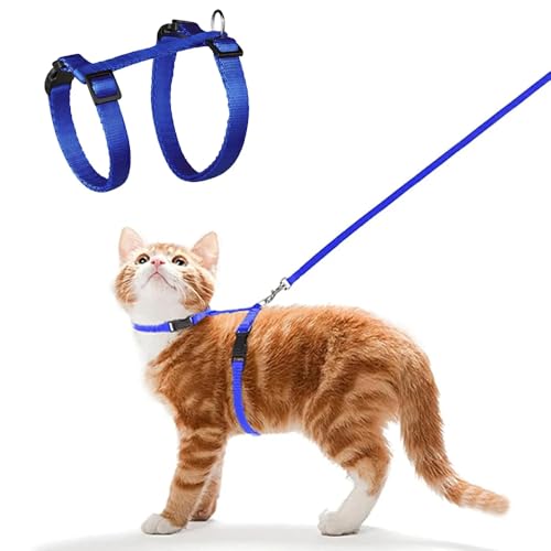 KOMUNJ Ausbruchsichere Cat Harness, Verstellbare Nylon Geschirre, Katzenleine Sicher Haltbar Welpengeschirr für Kaninchen Kätzchen Welpen und Andere Kleintiere(blau) von KOMUNJ