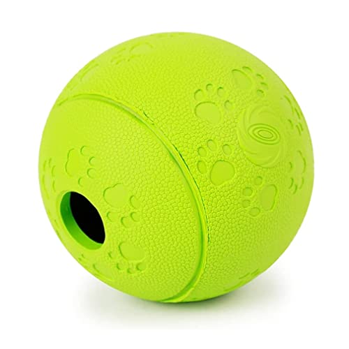 KOMUNJ Hundespielzeug Ball Naturkautschuk | Robuster Natur-Gummi Hundeball, ø 8cm mit Dental-Zahnpflege-Funktion mit Noppen und Loch für Leckerli (Grün) von KOMUNJ
