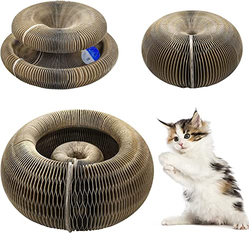 KOMUNJ Katzen Kratzbrett, 2-in-1 Kratzmatte Katze Pappe mit Glöckchen, Katzen Kratzbrett mit Ball, Katze Kratzbrett Wellpappe, Wellpappe Katze Rund KOMUNJ Katzen Kratzbrett, 2-in-1 Kratzmatte Katze Pappe mit Glöckchen, Katzen Kratzbrett mit Ball, Katze Kratzbrett Wellpappe, Wellpappe Katze Rund von KOMUNJ