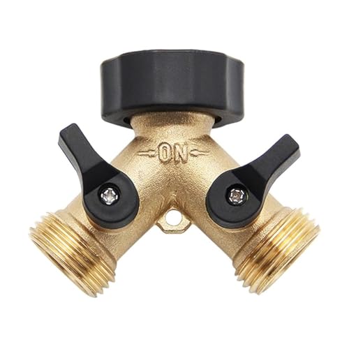 KOMUNJ Y Wasserhahn Verteiler, 3/4 Zoll Wasseranschluss Verteiler Adapter mit individuellen EIN/Aus-Ventilen, für Zwei Zulaufschläuche, zum Anschluss von 2 Geräten von KOMUNJ