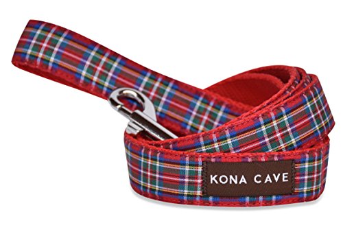 KONA CAVE Premium Hundeleine 160 cm - mit verstellbarem Haken und D-Ring - Red Royal Stewart Tartan von KONA CAVE
