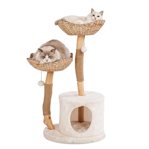 KONELCARE Holz Kratzbaum-Modernes Design Katzenturm,Natur kratzbaum,2 Handgeflochtene Körbe,Katzenhöhle,für Großkatzen,98CM KONELCARE Holz Kratzbaum-Modernes Design Katzenturm,Natur kratzbaum,2 Handgeflochtene Körbe,Katzenhöhle,für Großkatzen,98CM von KONELCARE