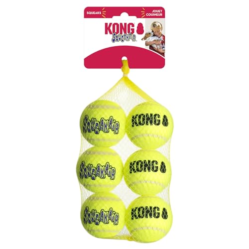 KONG Air Dog SqueakAir Hundespielzeug, Tennisbälle, Größe M, 6 Stück von KONG