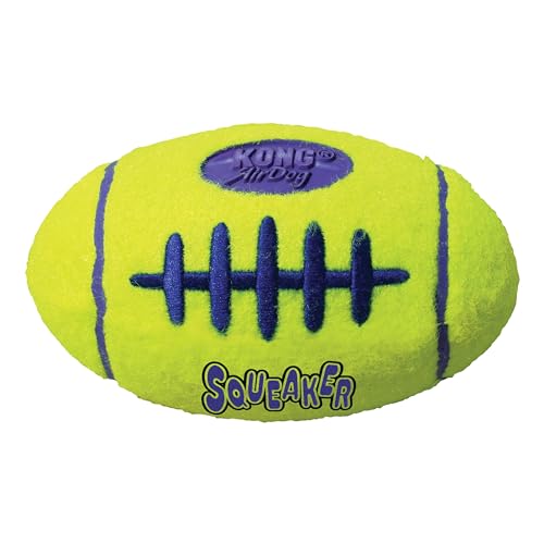 KONG – AirDog Football – Quietschendes, Federndes Apportierspielzeug aus Tennisballmaterial – Für Mittelgroße Hunde von KONG