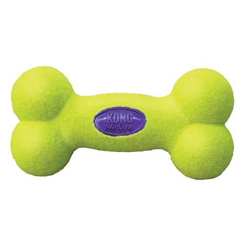 KONG – AirDog Squeaker Bone – Quietschendes, Federndes Apportierspielzeug aus Tennisballmaterial – Für Große Hunde von KONG