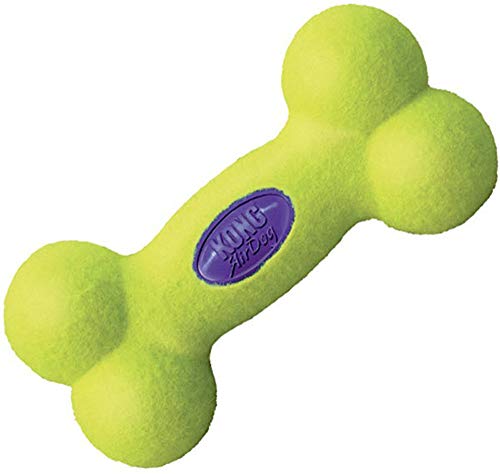 KONG – AirDog Squeaker Bone – Quietschendes, Federndes Apportierspielzeug aus Tennisballmaterial – Für Mittelgroße Hunde von KONG