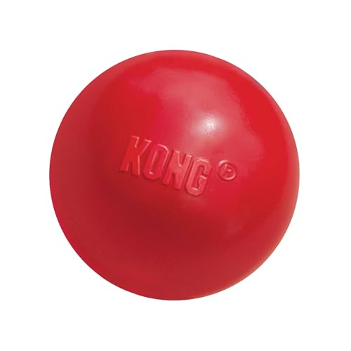 KONG Ball mit Loch - Hundespielzeug zum Apportieren - Klassischer Gummiball für Training und Spiel - Für Große/Mittelgroße Hunde - Rot von KONG