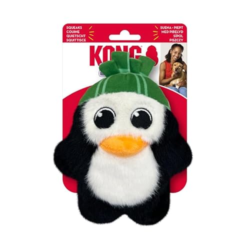 KONG Christmas Holiday Snuzzles Pinguin – Plüsch-Hundespielzeug mit übergroßem Quietscher (klein) von KONG