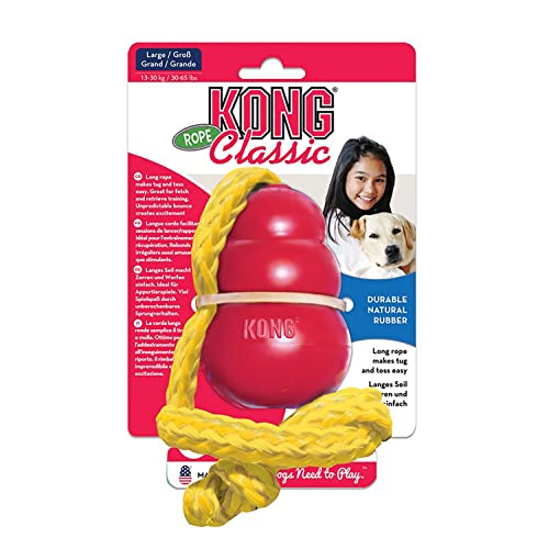 KONG Classic Ball mit Seil,, 1 Stück (1er Pack) von KONG