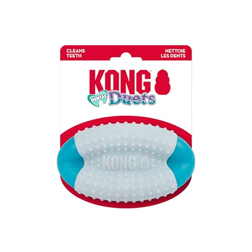 KONG Duets Dental Hundespielzeug – Erhöhte Noppen mit doppelten Texturen, um die Zähne zu reinigen und den Atem zu erfrischen (Fußball (mittel/groß)) von KONG