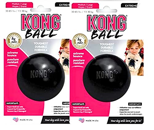 KONG Extreme Ball Hundespielzeug, Größe M/L, Schwarz, 2 Stück von KONG