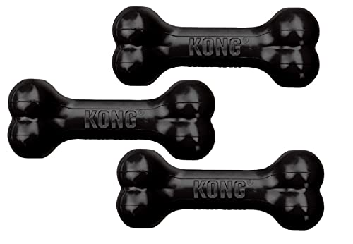 KONG Extreme Goodie Bone Hundespielzeug, Medium, Schwarz, 3 Stück von KONG