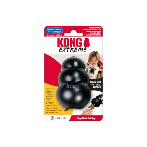 KONG Extreme Hundespielzeug - Apportier- und Kauspielzeug für Hunde mit starkem Biss - Leckerli-Spender - Strapazierfähiges Naturkautschukmaterial - Für Mittelgroße Hunde von KONG